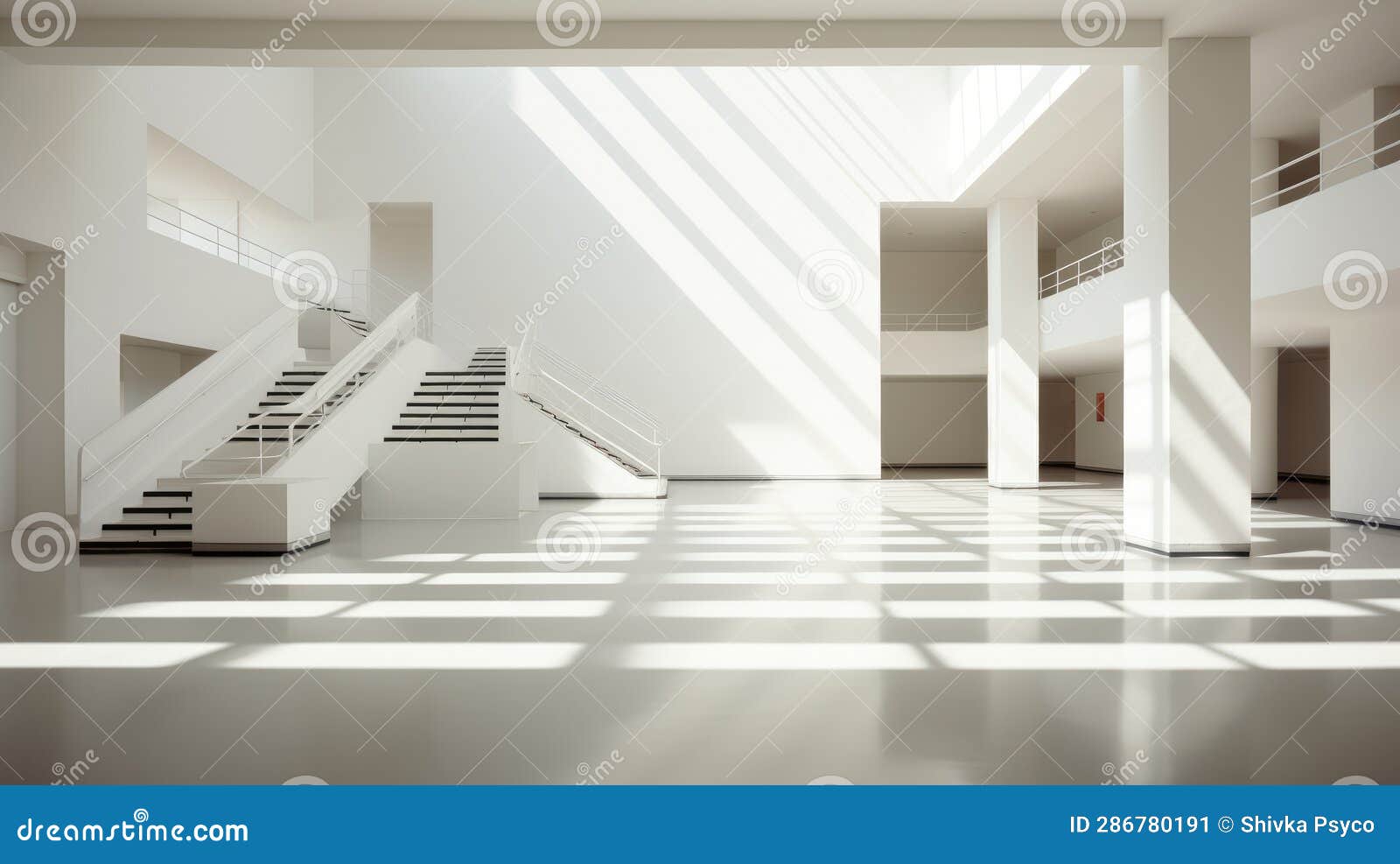Interior of Big Modern White House Hall Generative AI Stock