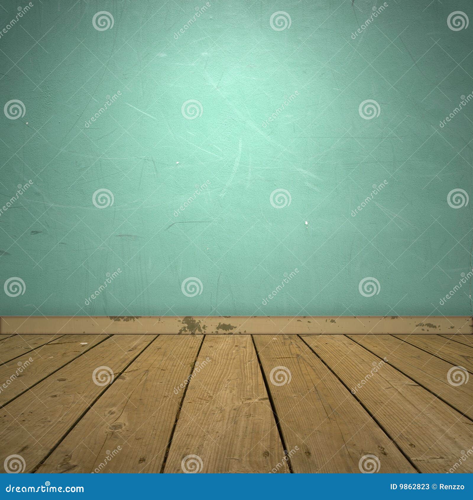 Interior With Blue Wall And Wooden Floor . Stock Photos Image 9862823