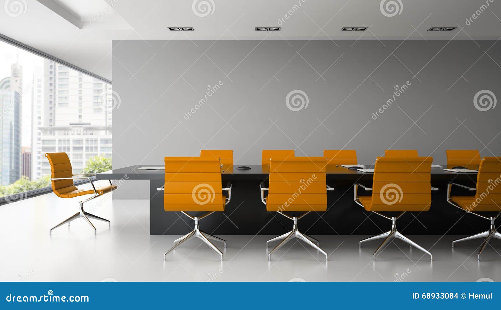 Interior of Boardroom with Orange Armchairs 3D Rendering Stock Illustration Illustration of