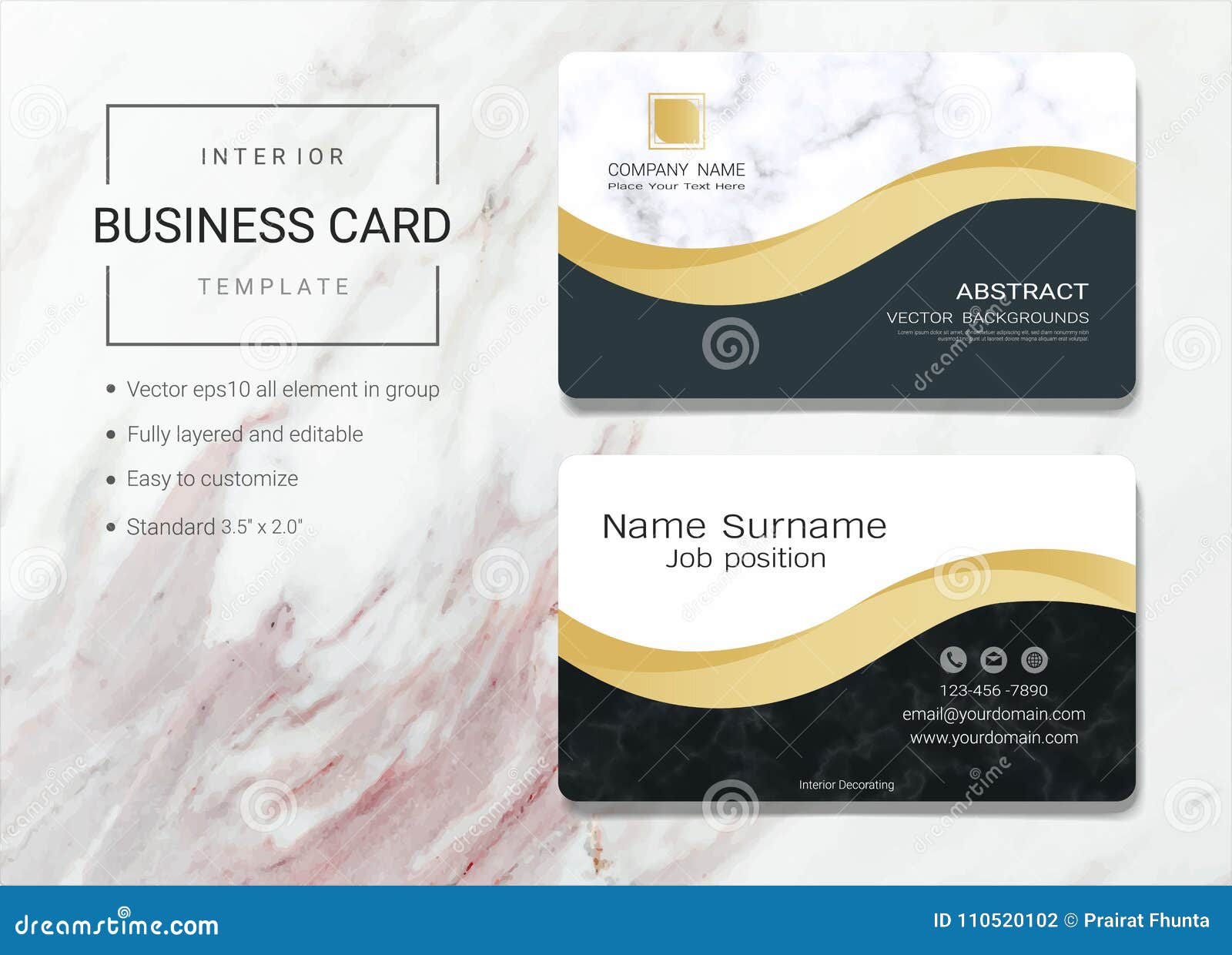 Interior Business Card Or Name Card Template Stock Vector