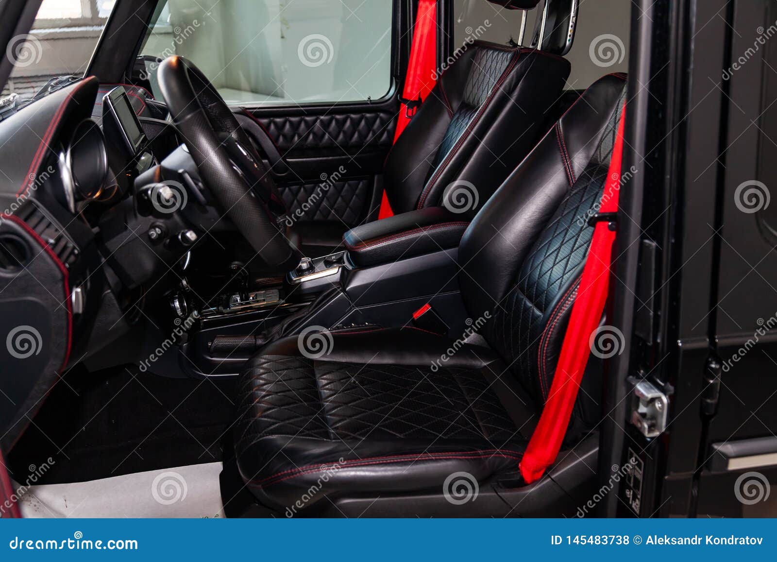 The Interior Of The Car Mercedes Benz G Class G350 With A View Of The Steering Wheel Dashboard Seats And Multimedia System With Editorial Stock Photo Image Of Design Lock