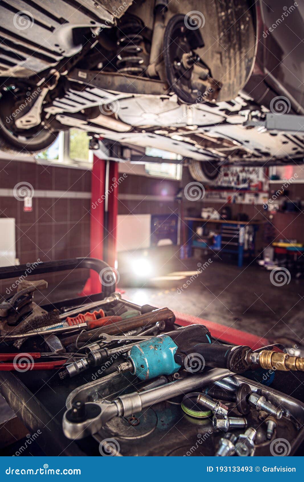 Interior of a Car Repair Shop Stock Image Image of precision, lifting