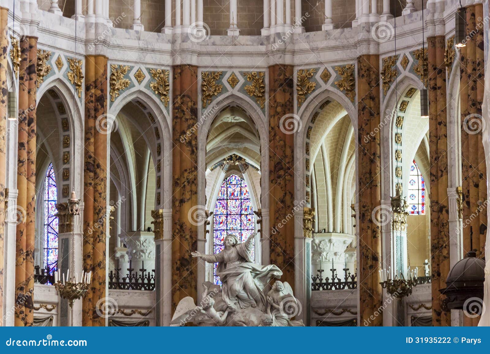 Interior Of Cathedral Our Lady Of Chartres Cathe Stock