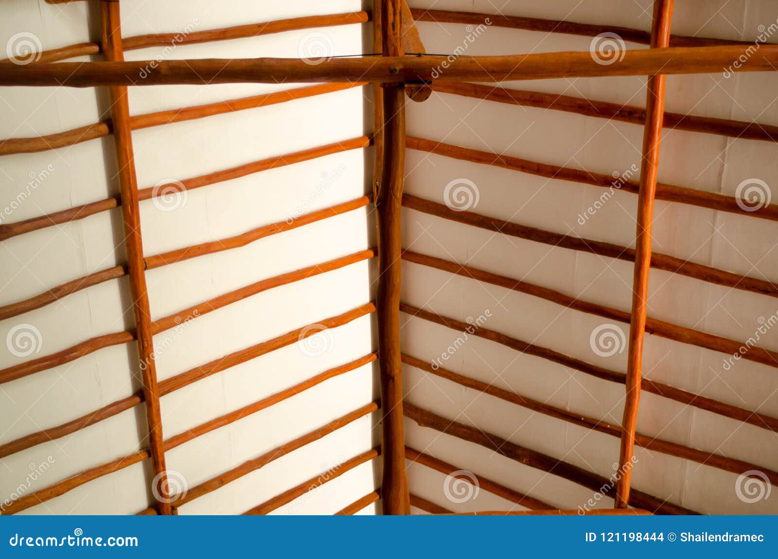 Interior Of Ceiling With Brown Wooden Beams Stock Photo Image Of