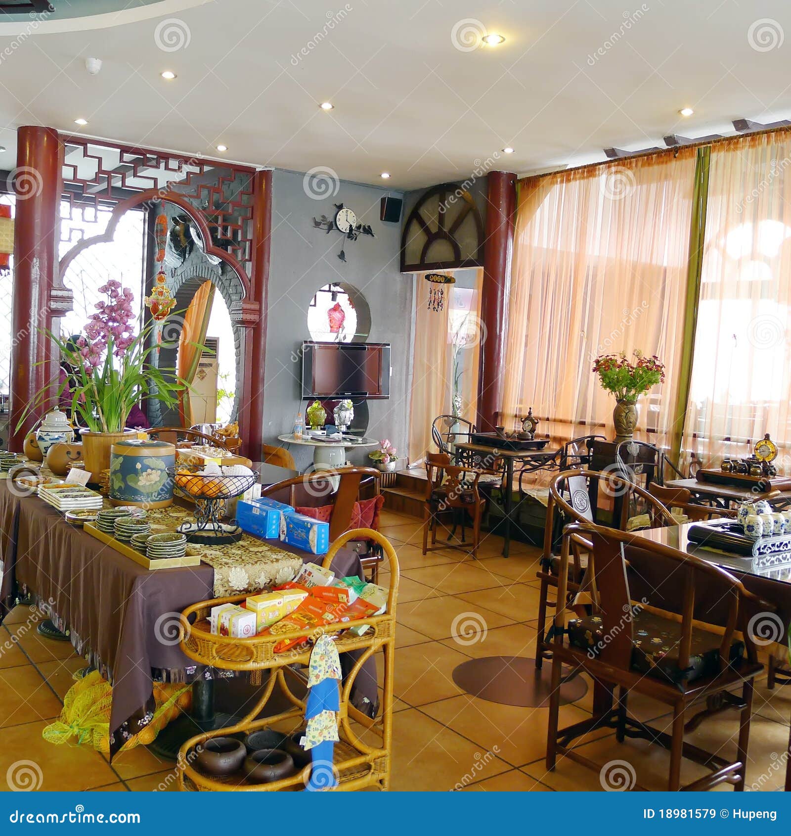 Interior of Chinese Tea Restaurant Editorial Stock Image Image of