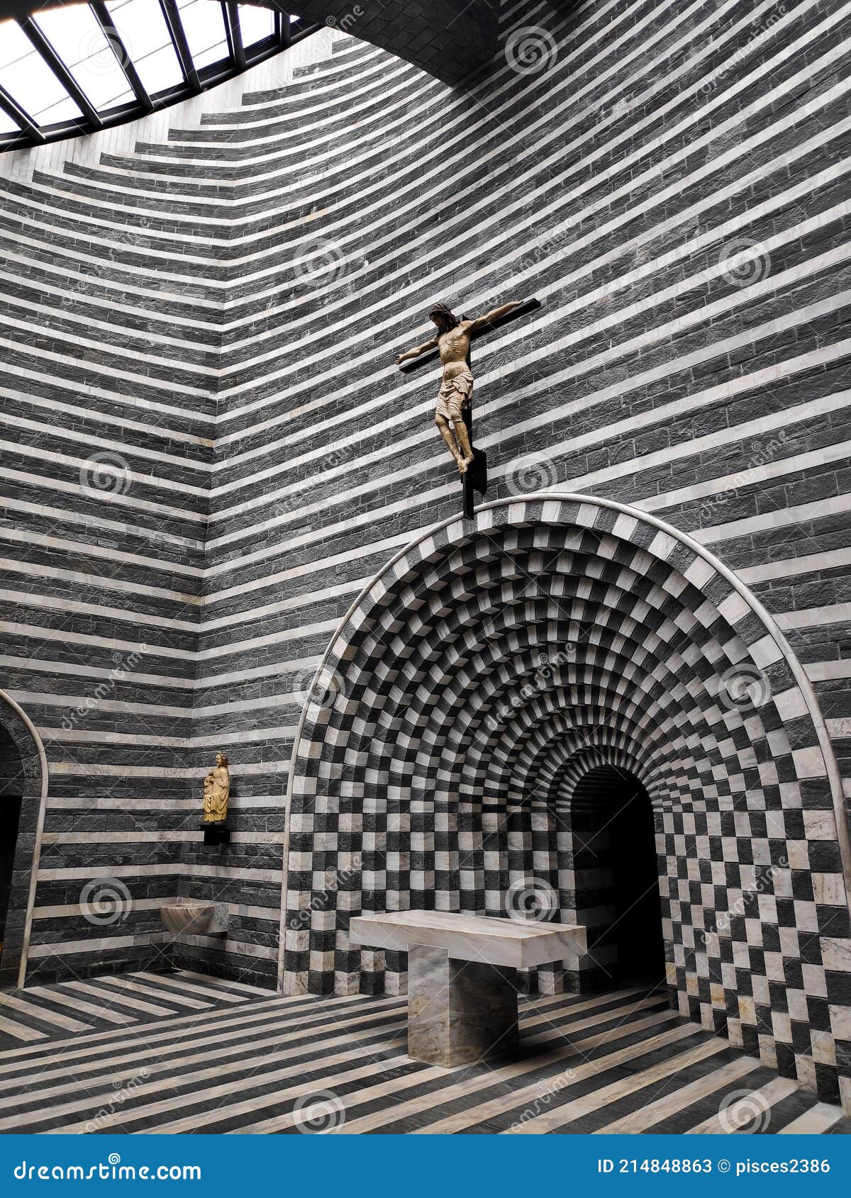 interior of the church of san giovanni battista, mogno