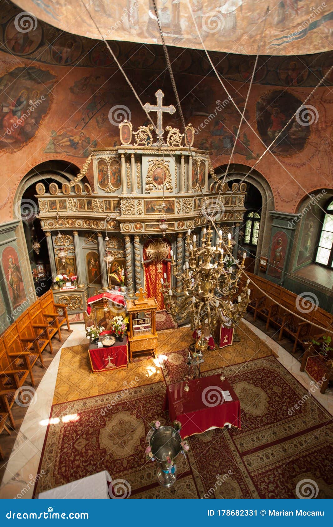 interior of the church of st. mina in bucharest