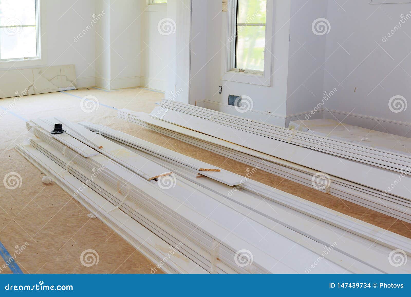 Interior Construction of Housing Project with Molding Installed Stock