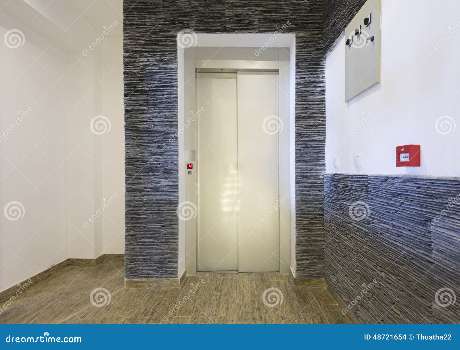 Interior of a Corridor with Elevator Door Stock Photo Image of
