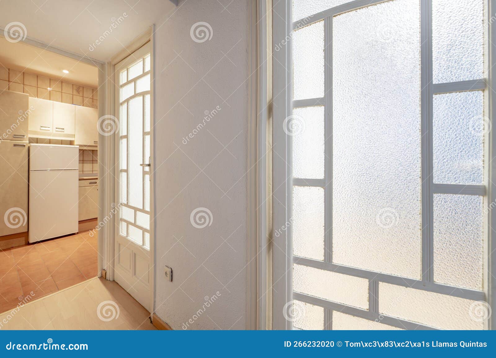 Interior Corridor of a House with Solid Wood Edged Doors with