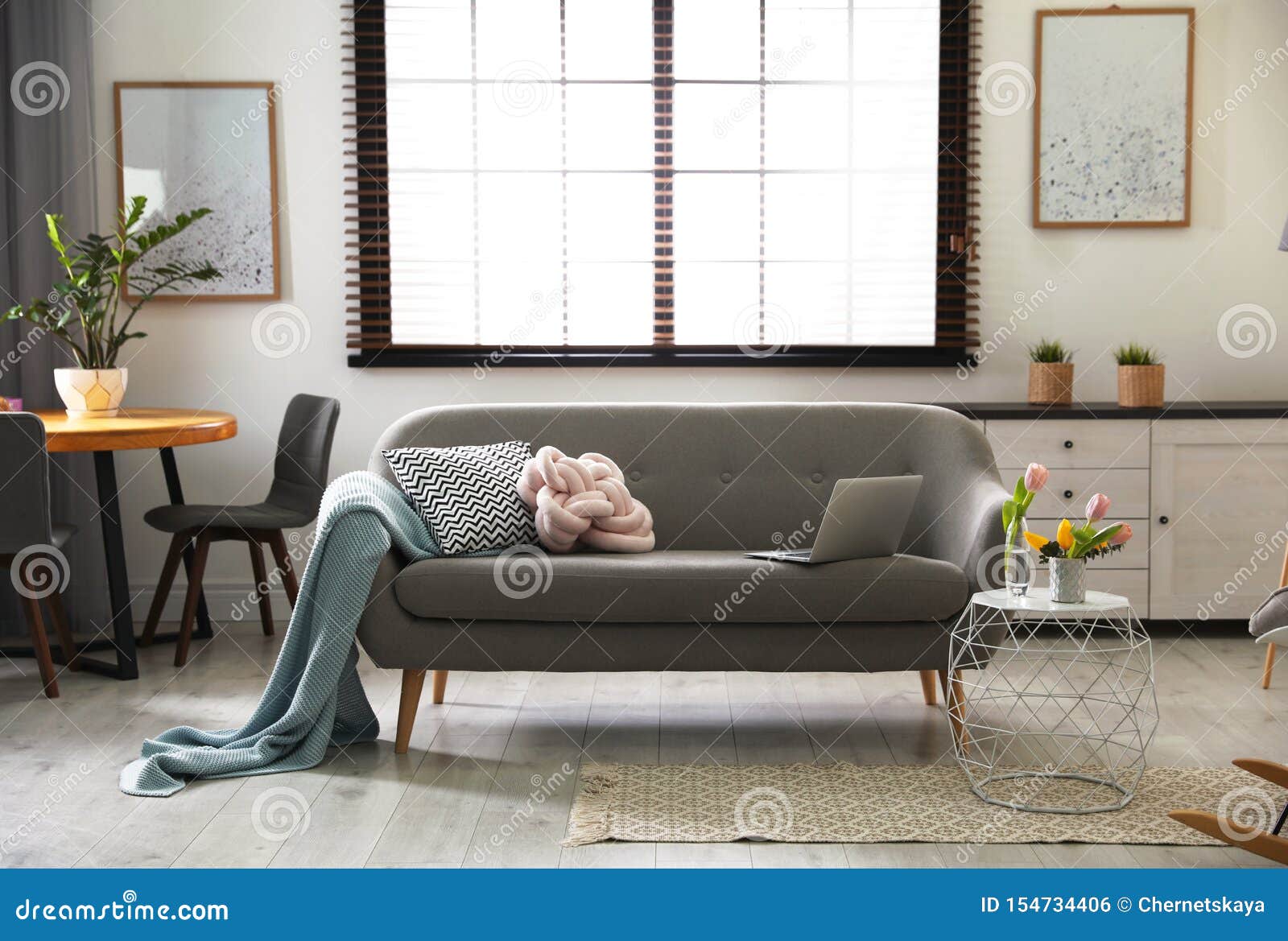 Interior of Cozy Living Room with Grey Stock Photo Image of