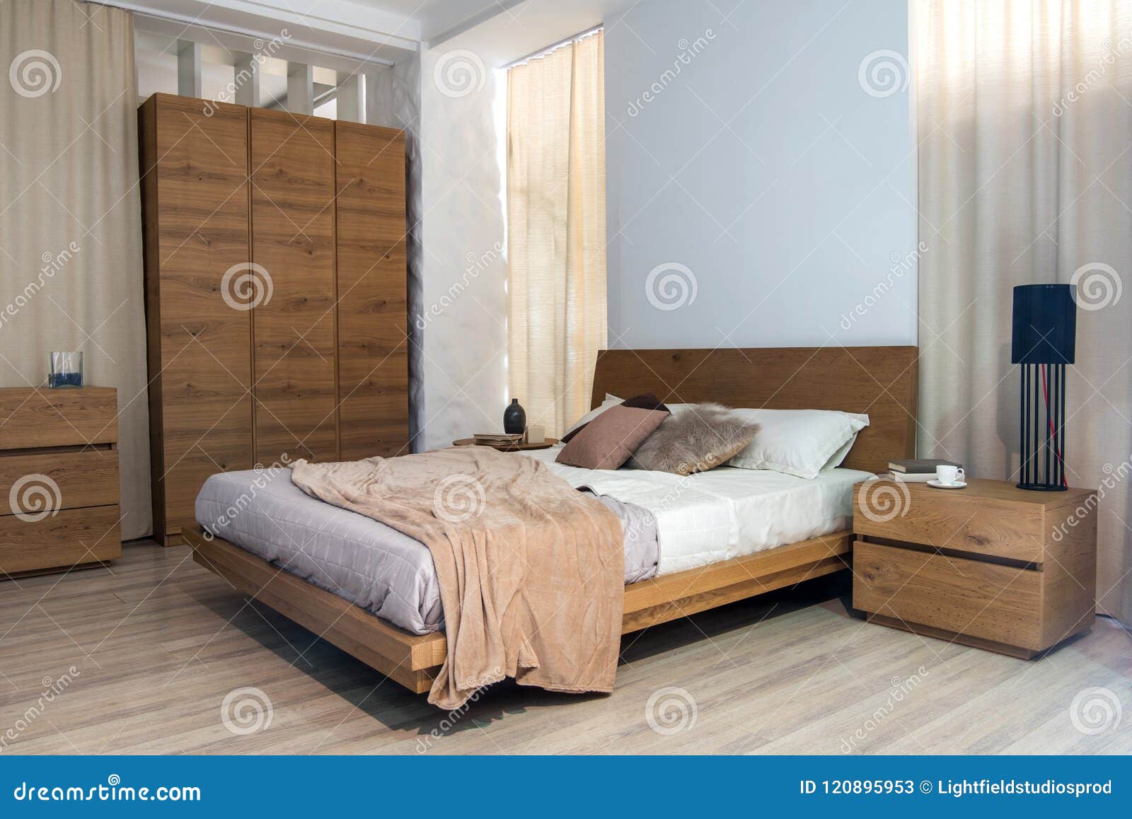 Interior of Cozy Modern Bedroom with Closet Stock Image Image of