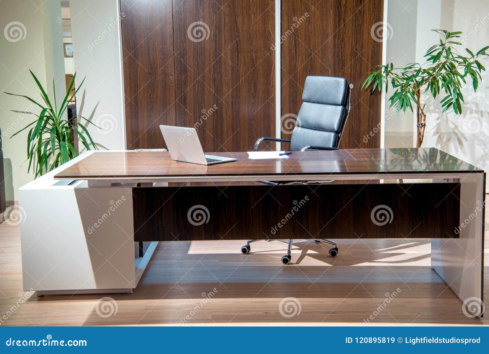 Interior of Cozy Office Room with Laptop on Table, Armchair and ...