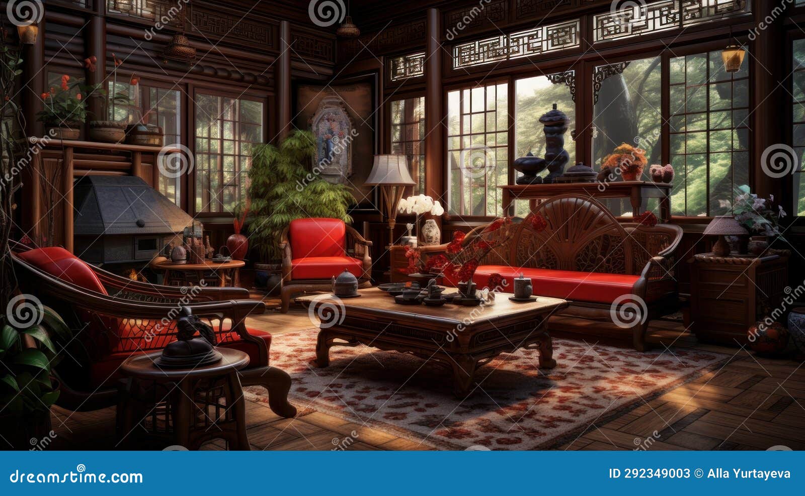 Interior of a Cozy Room in Chinese Style Stock Image Image of house