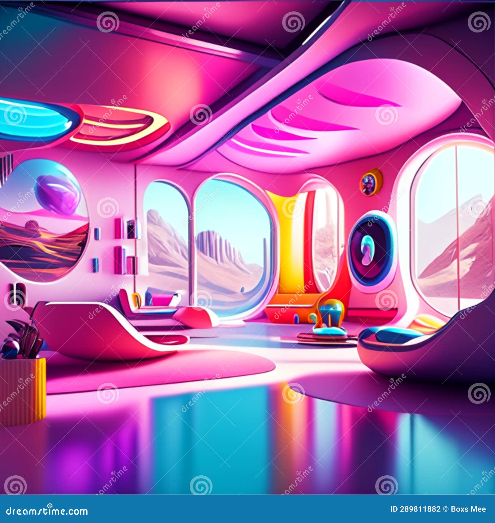 Interior Of A Cruise Ship. 3d Rendering, 3d Illustration Stock 