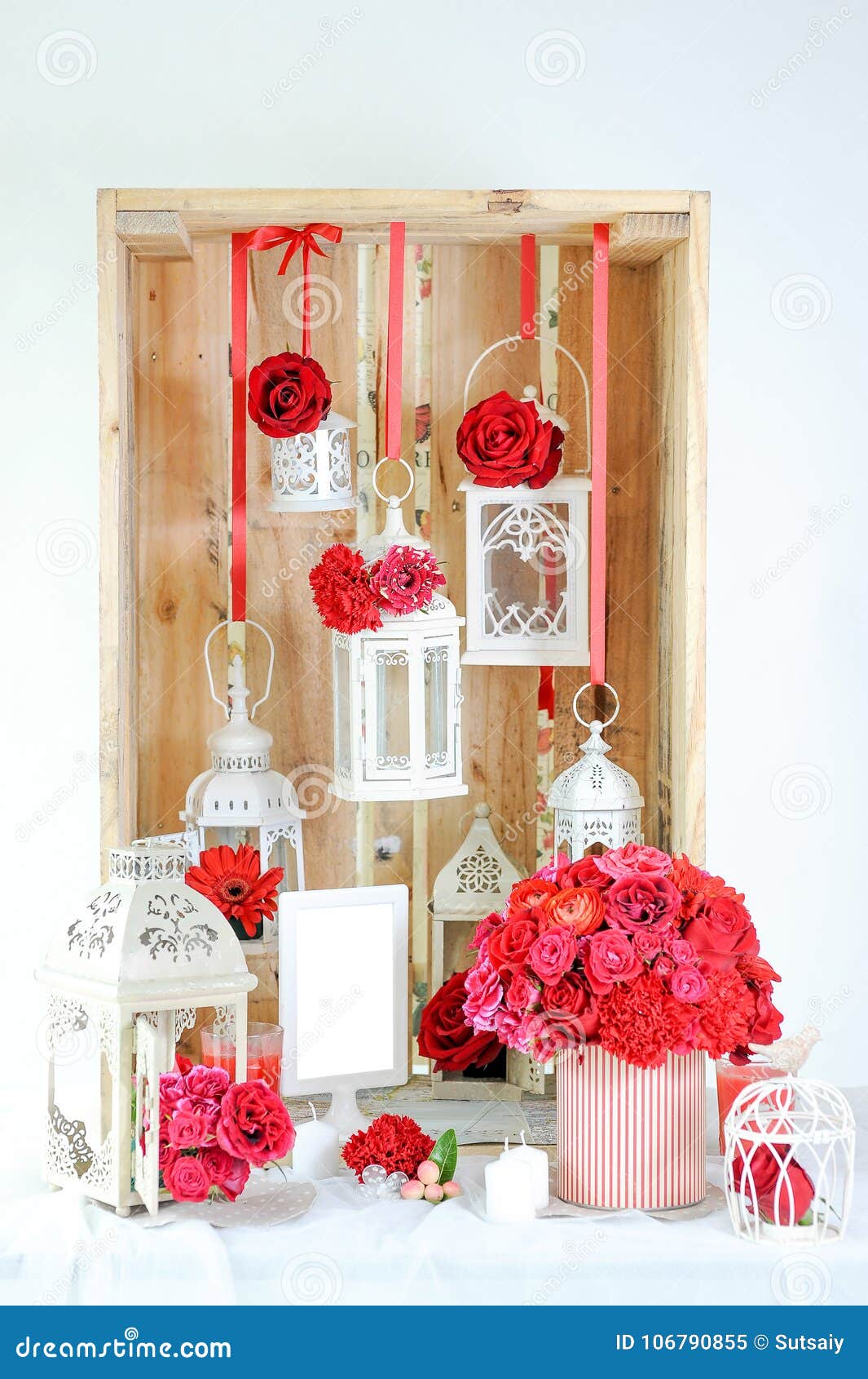 Interior Decor of Red Flower Stock Image Image of engaged, blue
