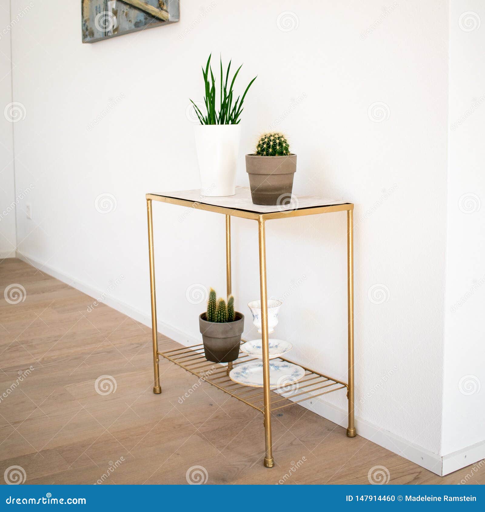 Interior Decoration Golden Marble Side Table With Indoor