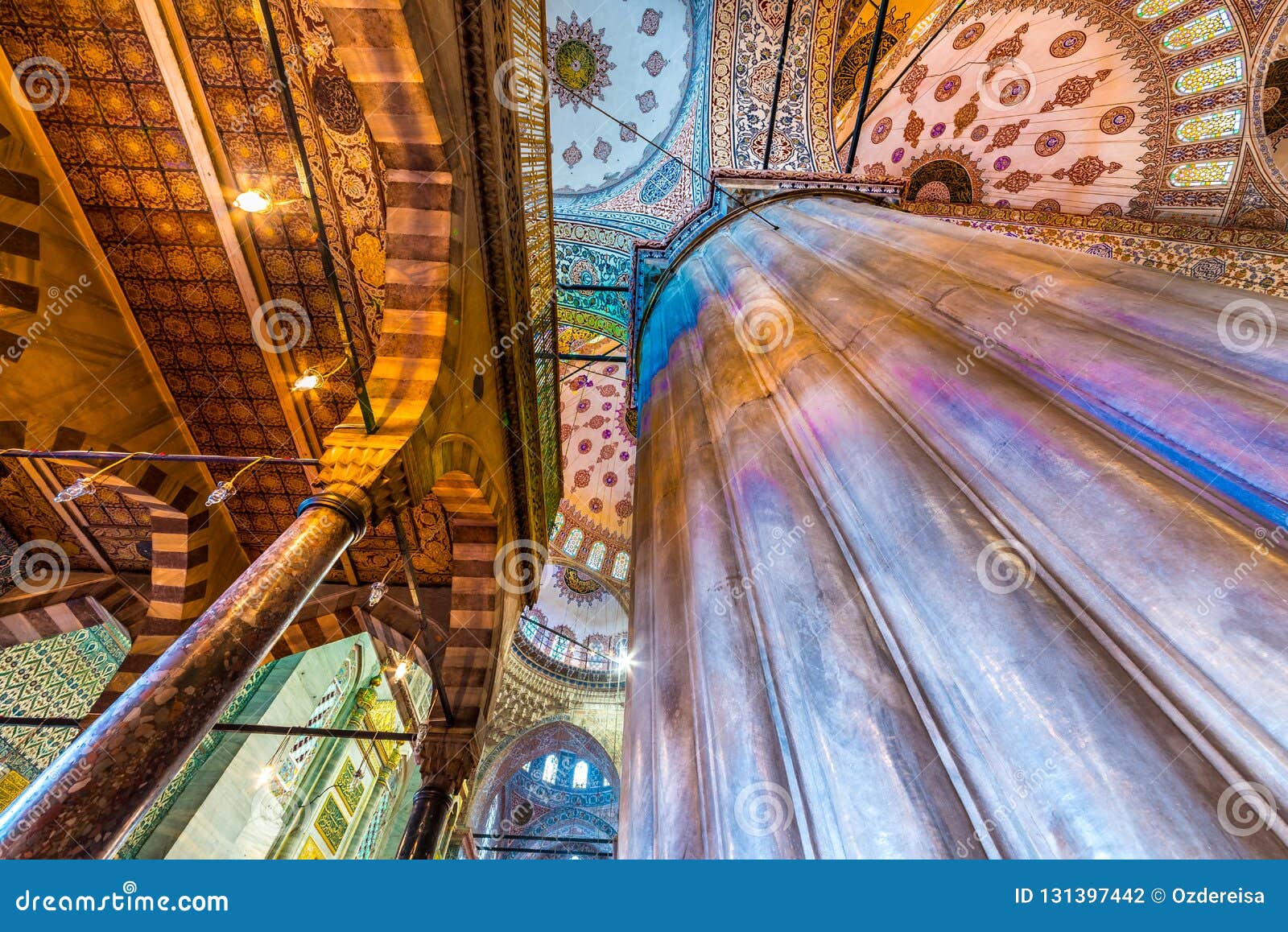 Interior Decoration View And Artworks Of Blue Mosque Also Called