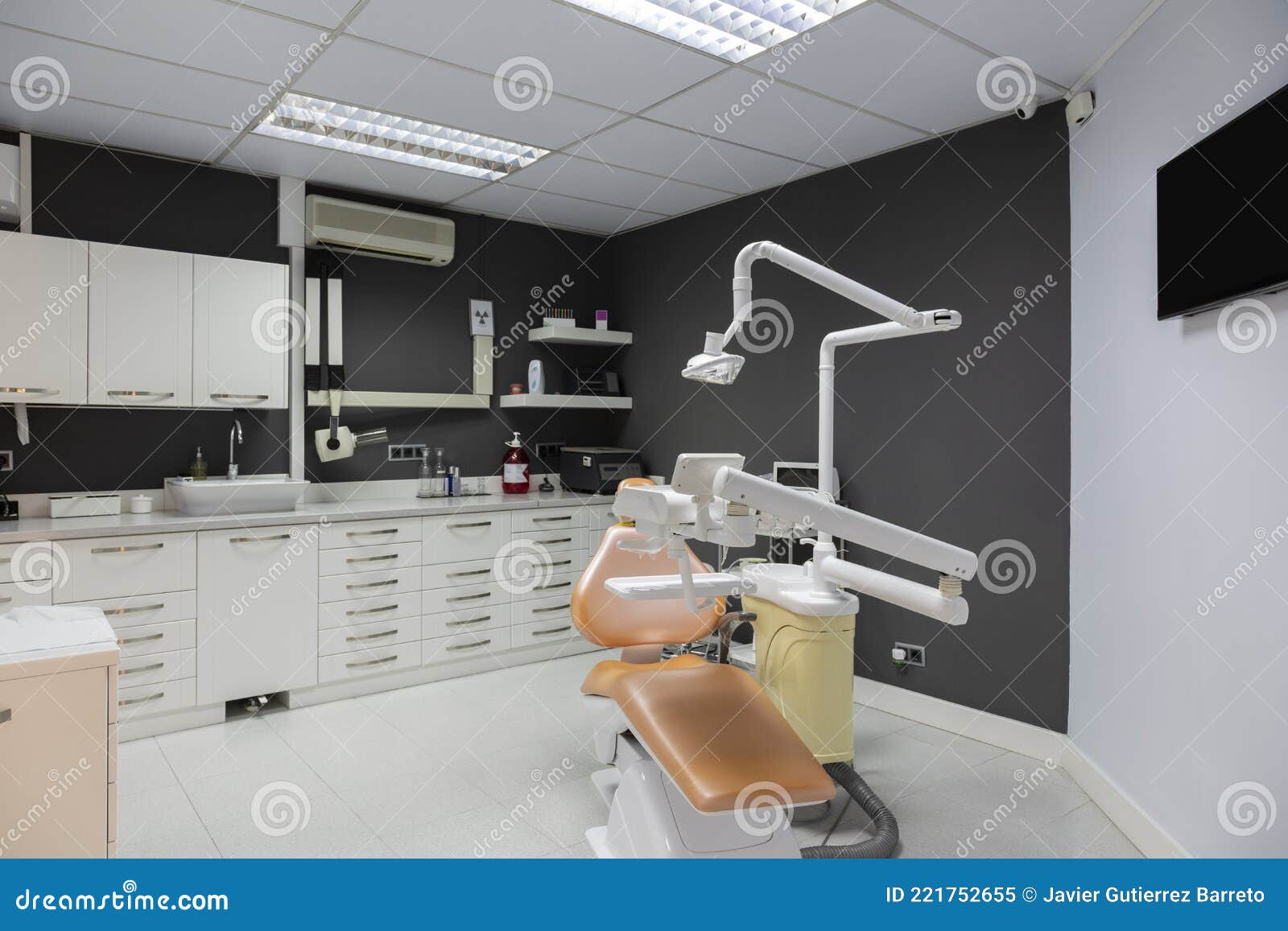 Interior Dental Clinic with Dark Gray Wall Stock Image Image of dark, medicine 221752655