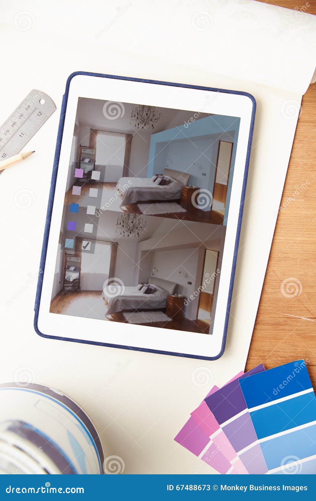 Interior Design Application On Digital Tablet Stock Image Image of