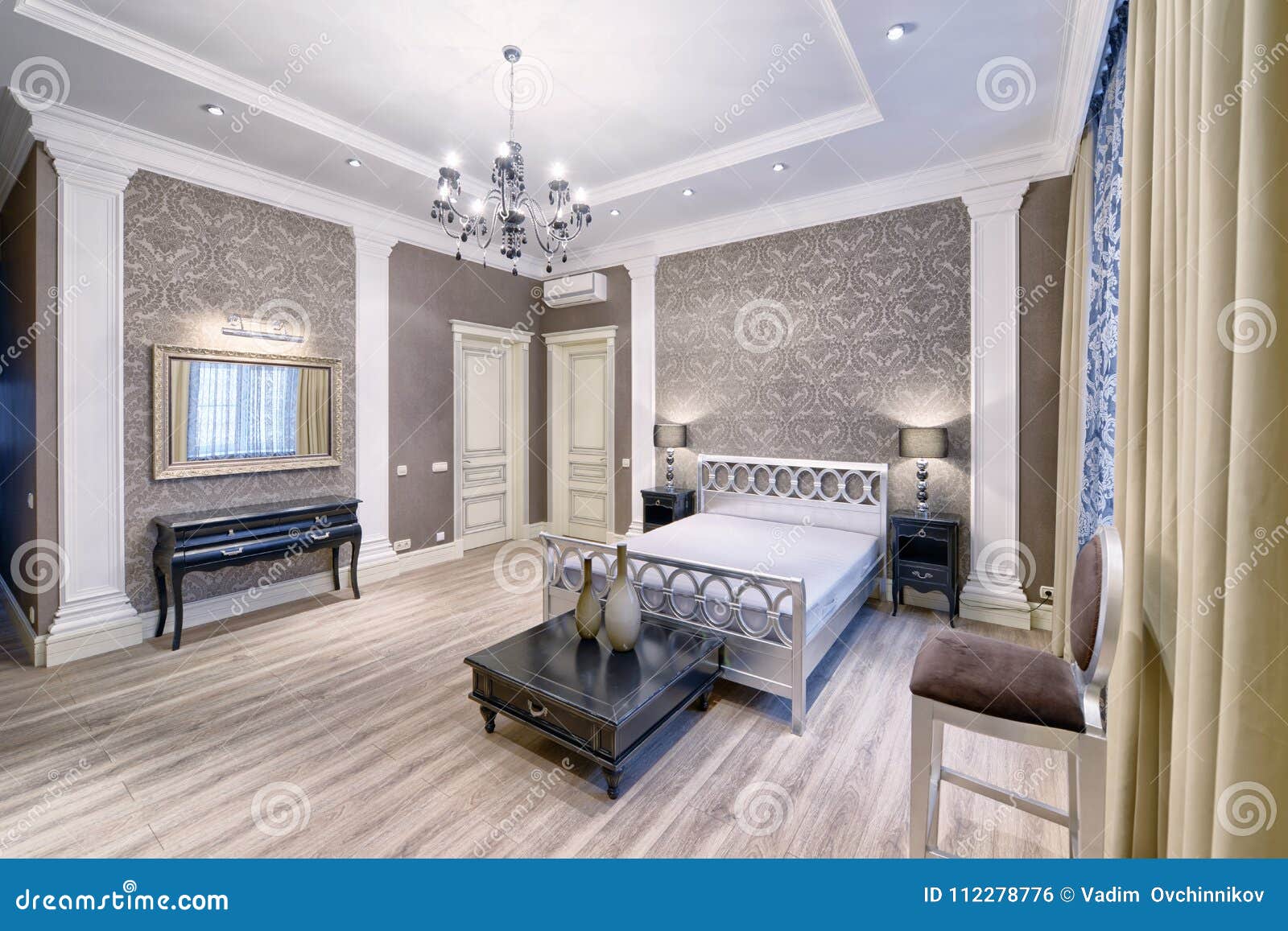 Interior Design Beautiful Bedroom In Luxury Home Stock