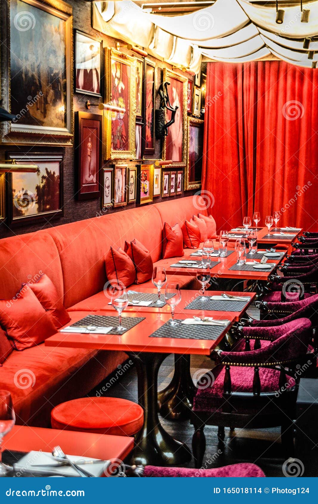 Interior Design of Beautiful Lounge Bar Restaurant with Table Seating Editorial Stock Image