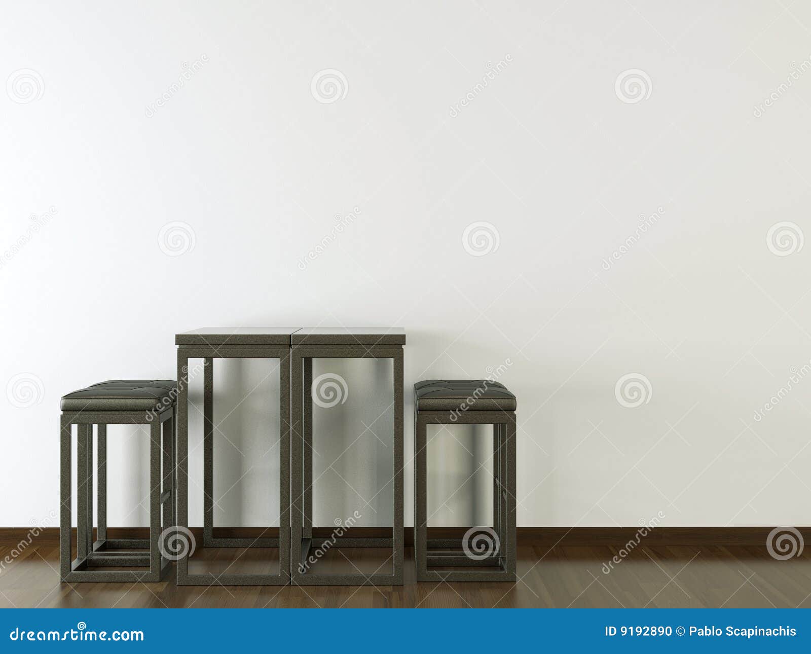 Interior Design Black Furniture on White Wall Stock Illustration