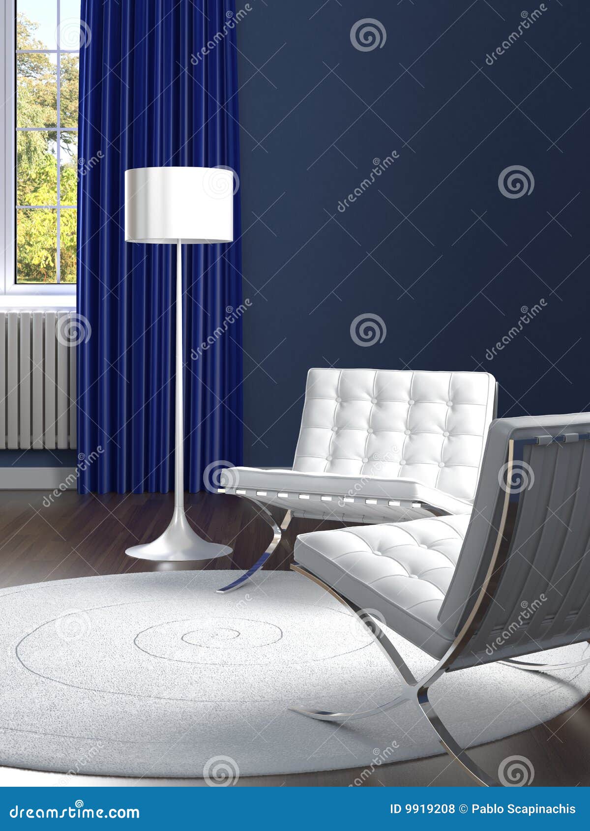 Interior Design Classic Blue And White Room Royalty Free Stock Photos 