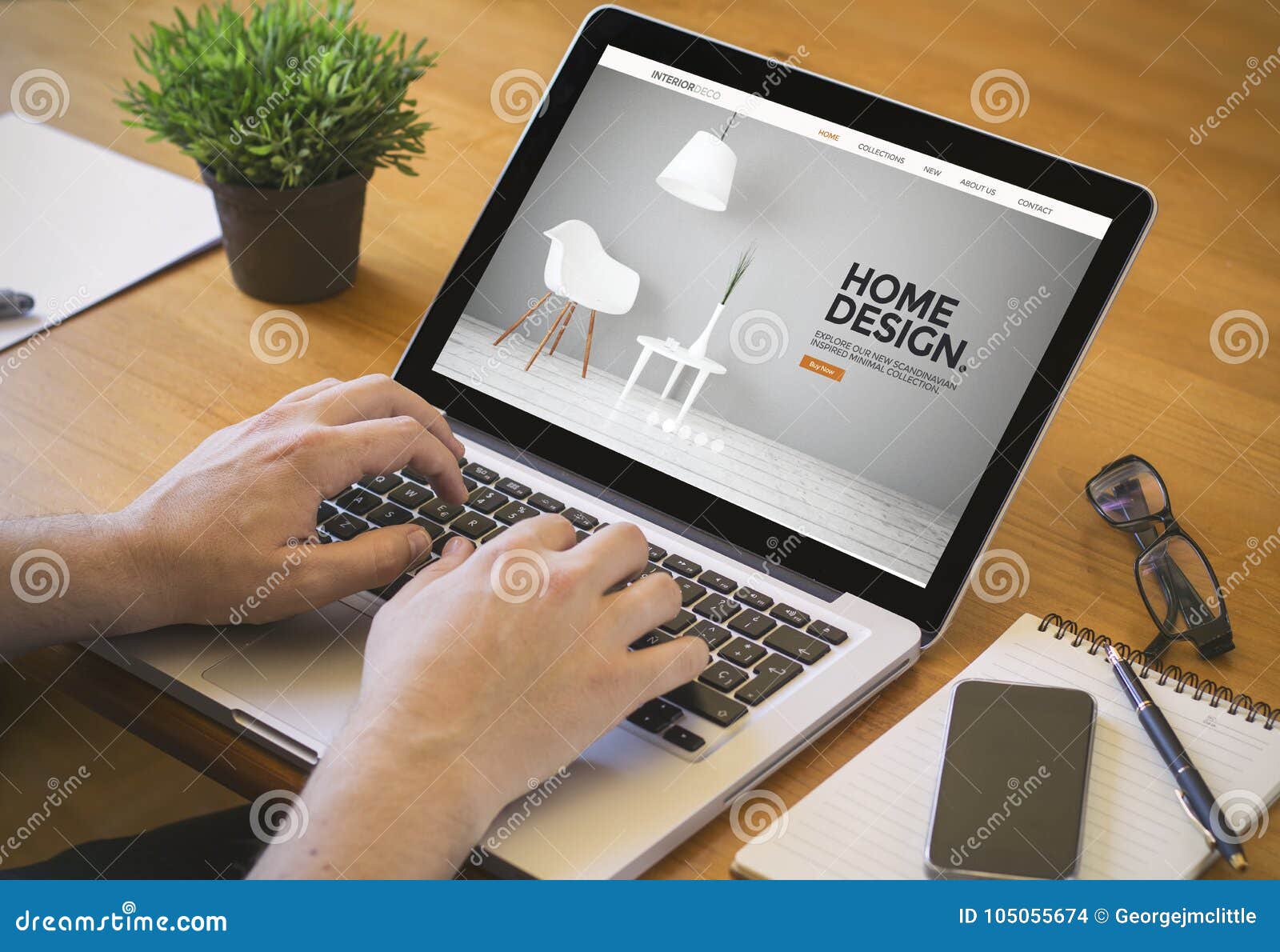 Computer Desktop Interior Design Website Stock Photo Image