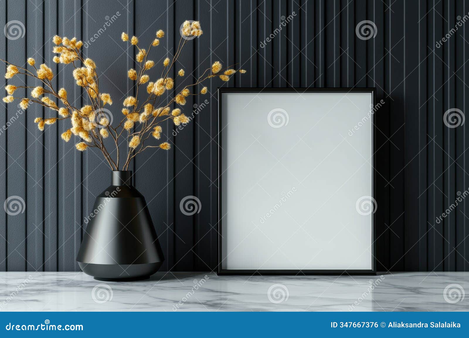 interior  displays, mockup frame showcased on a sophisticated marble table in a stylish dining room with a warm