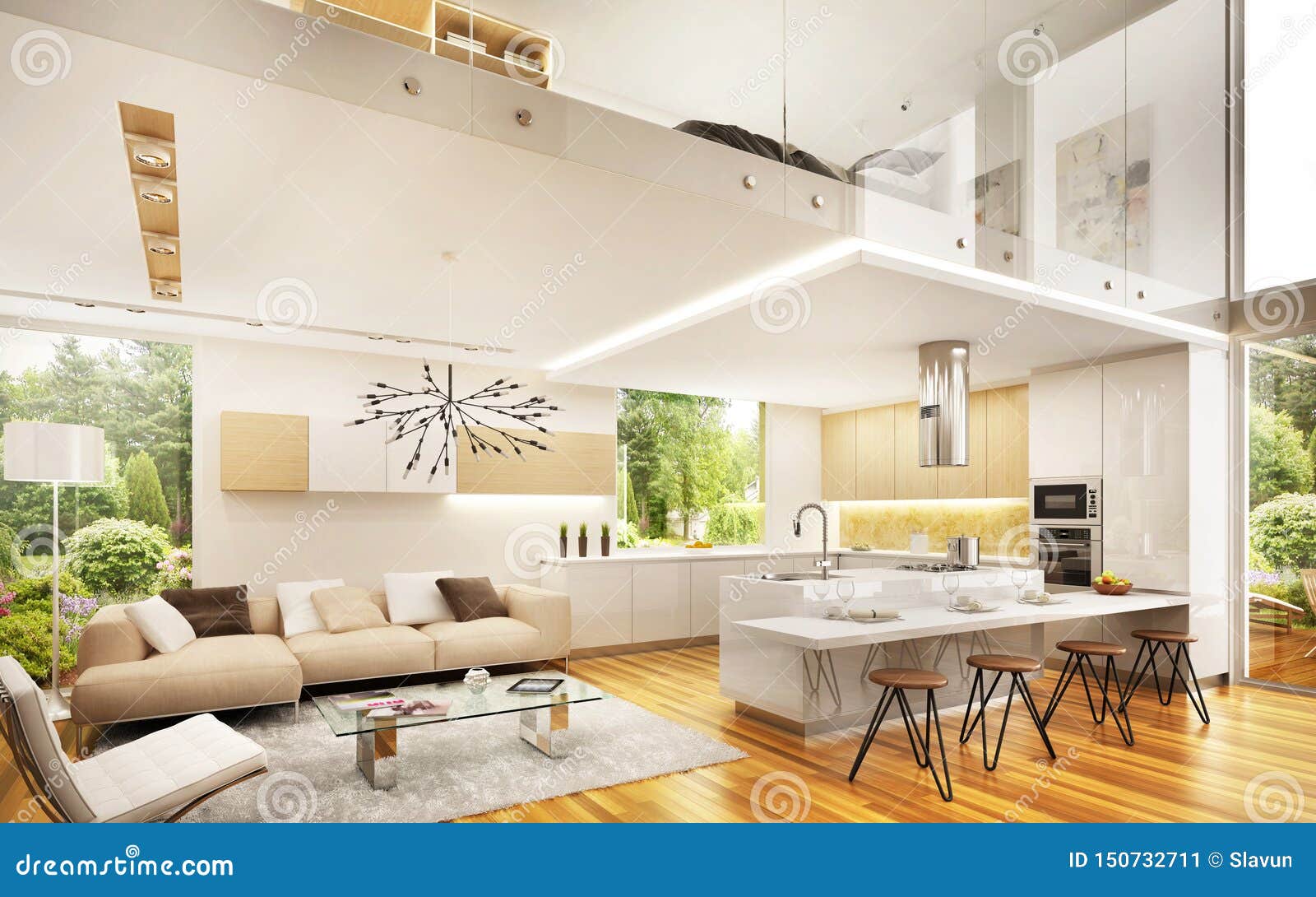 Interior Design In A Large iModerni iHousei Stock Image 