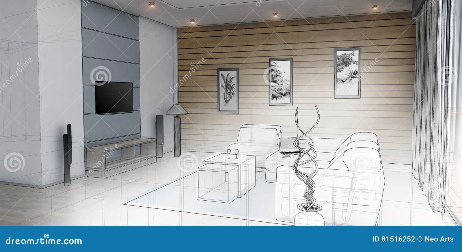 Interior Design Of A Living Room Stock Illustration Illustration