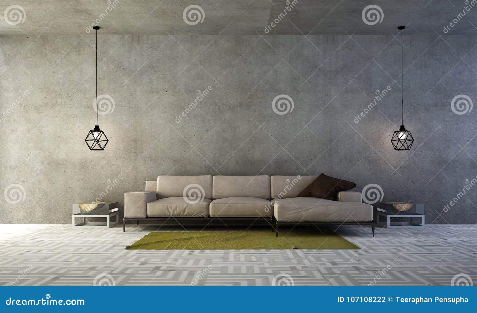 The Lounge and Living Room Interior Design and Concrete Stock