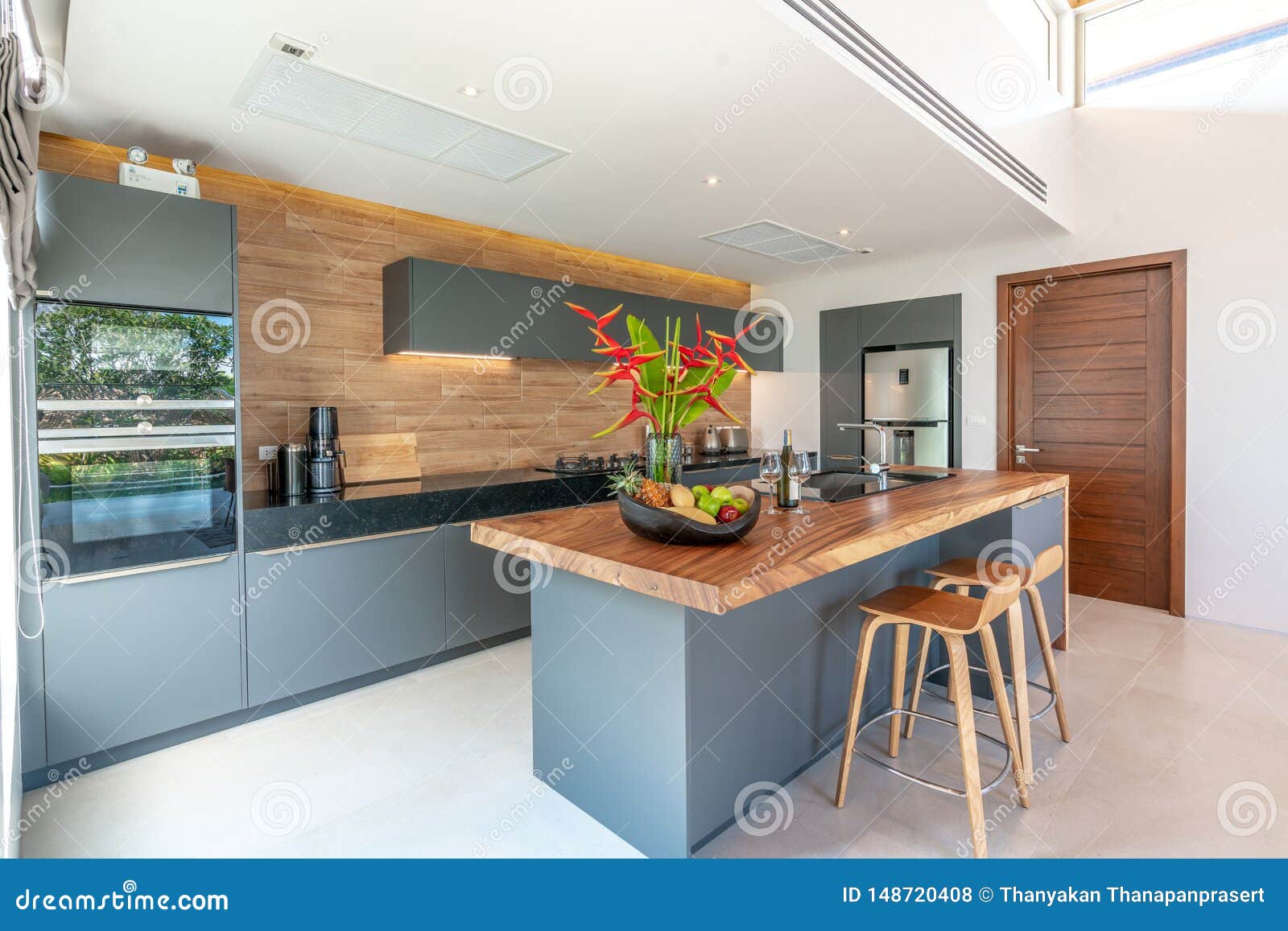 Interior Design In Living Room And Open Kitchen Area With Dining Table Stock Photo Image Of Decoration