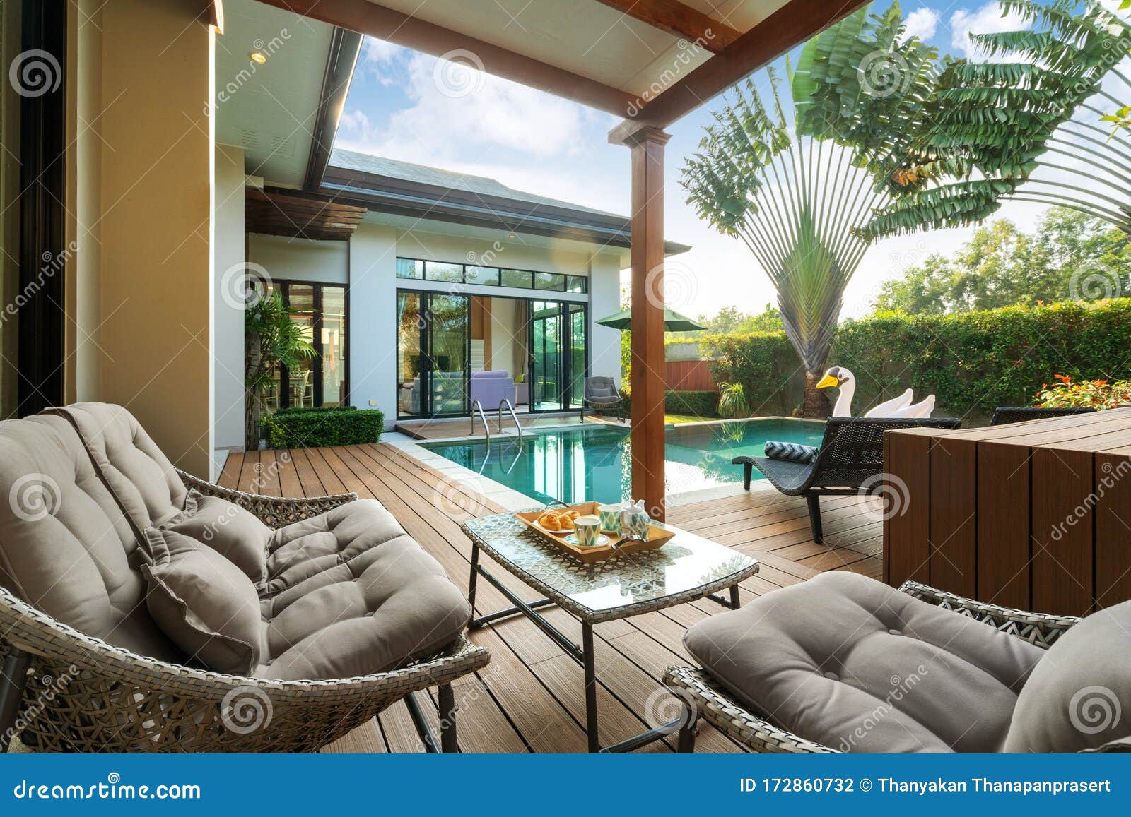 Interior Design in Living Room with Table and Desk Stock Photo Image