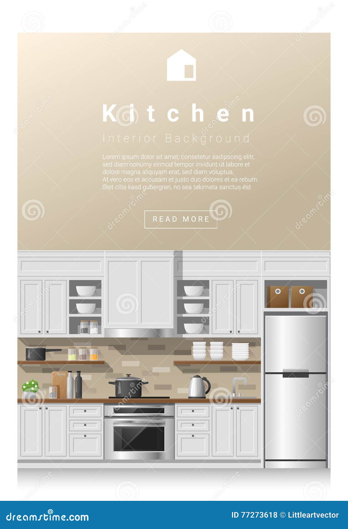 Interior Design Modern Kitchen Banner Stock Vector Illustration of