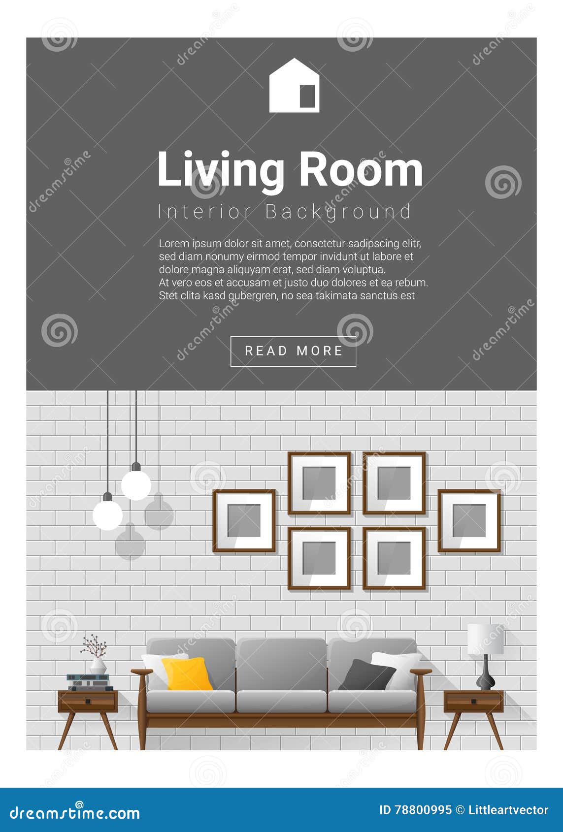 Interior Design Modern Living Room Banner Stock Vector Illustration