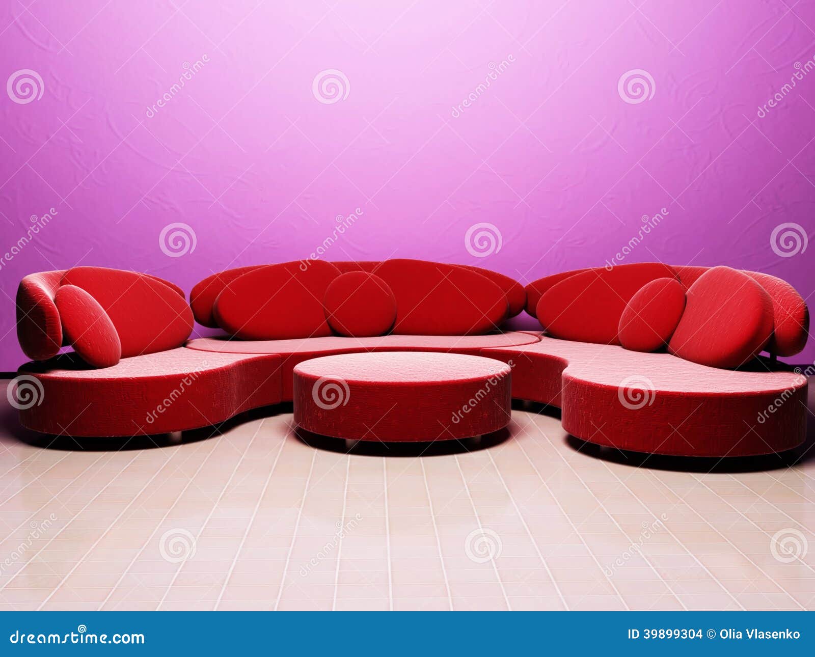 Interior design scene with a nice sofa and a table, rendering