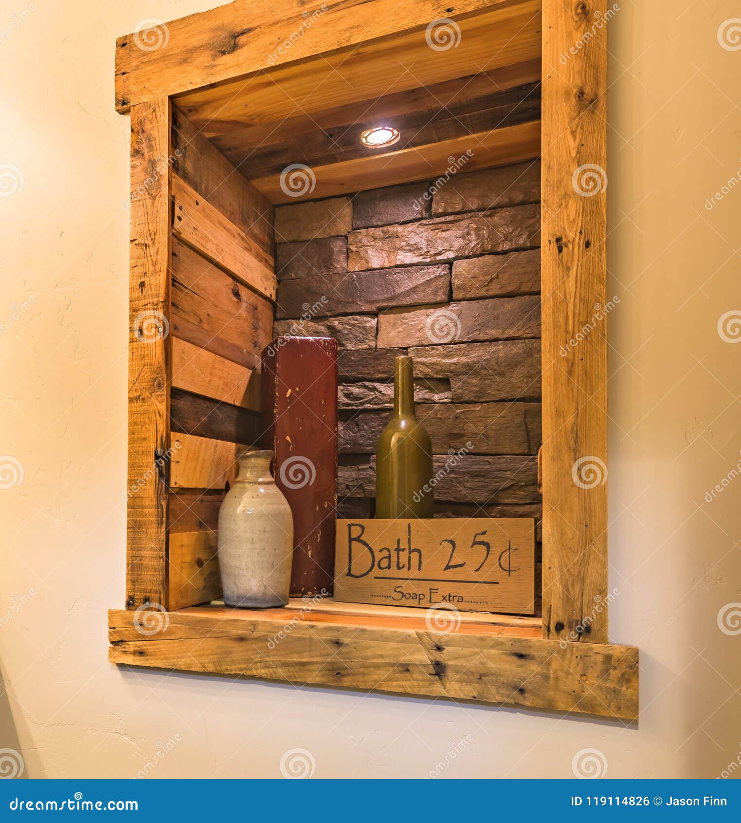Interior Design Setup In Rustic Bathroom Stock Photo Image