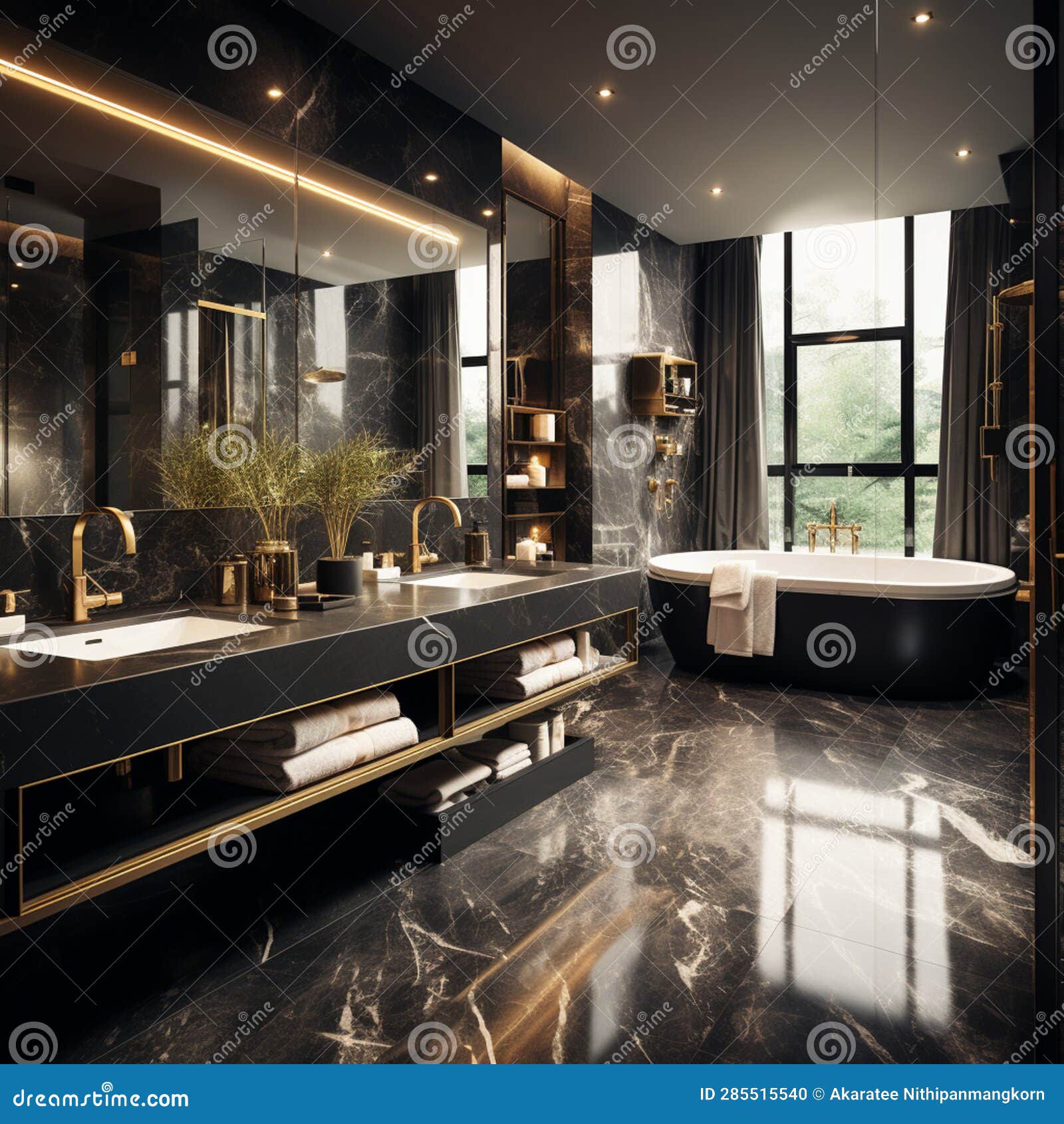 Interior Design of a Spacious Modern Luxury Bathroom Stock Photo ...