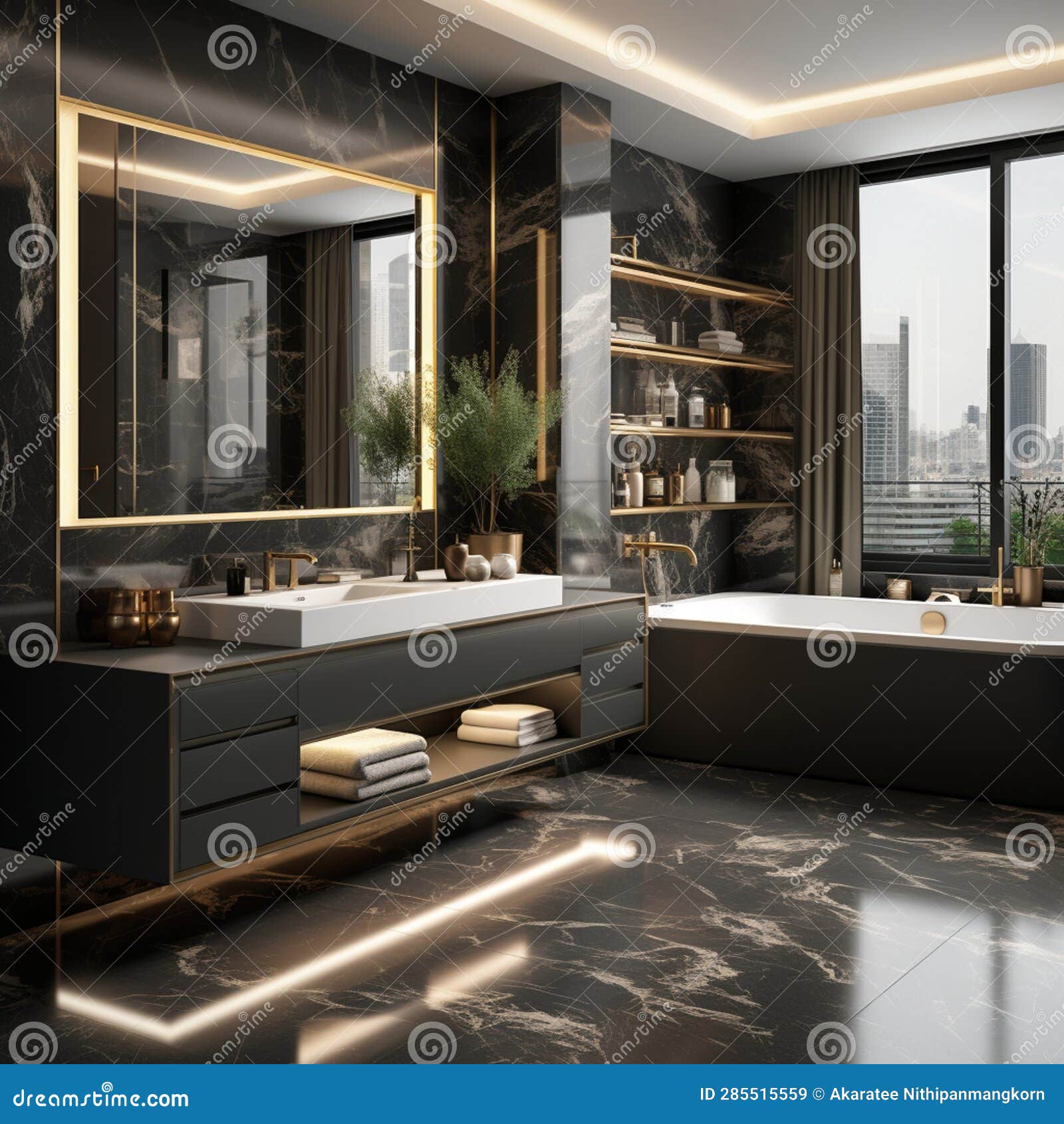 Interior Design of a Spacious Modern Luxury Bathroom Stock Image ...