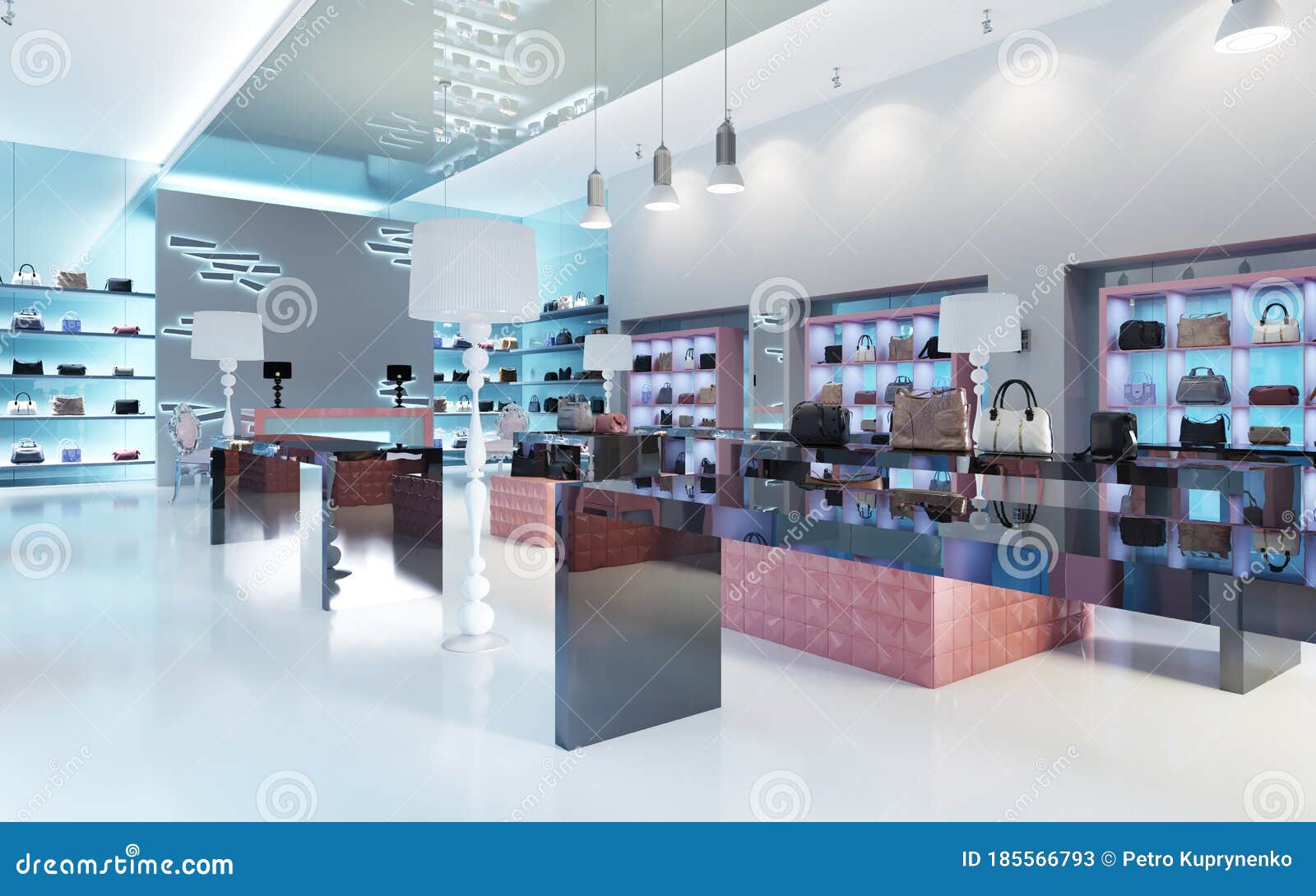 Interior Design of a Store of Branded Bags Stock Illustration
