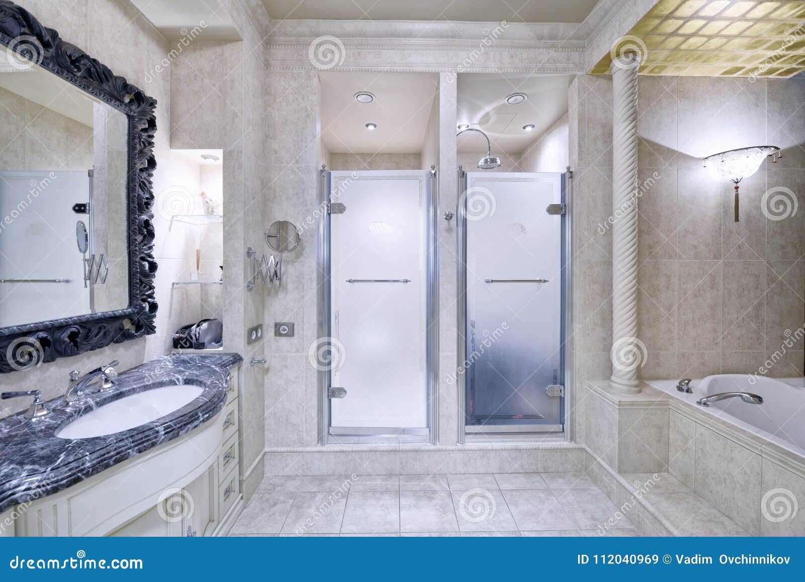 Interior Design Stylish Bathroom Luxury House Stock Image