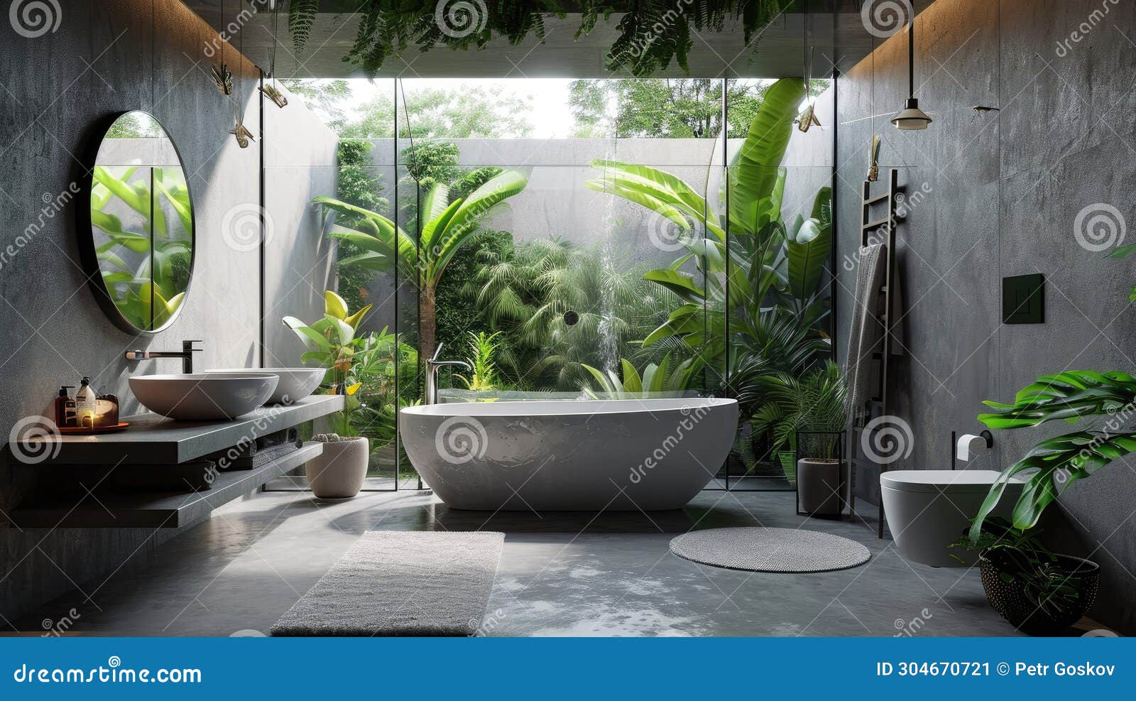 Interior Design in Urban Jungle Style. Stock Image - Image of