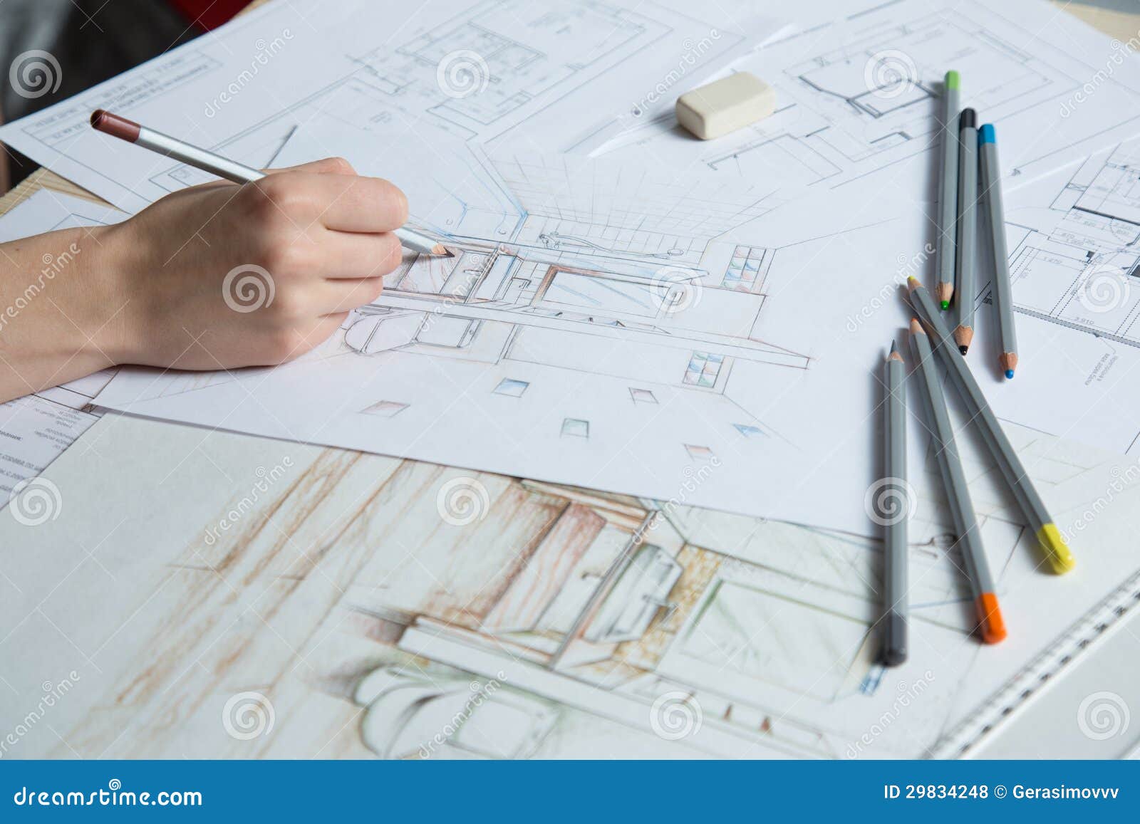 Hand Drawing Details Of The Interior Stock Photo Image Of