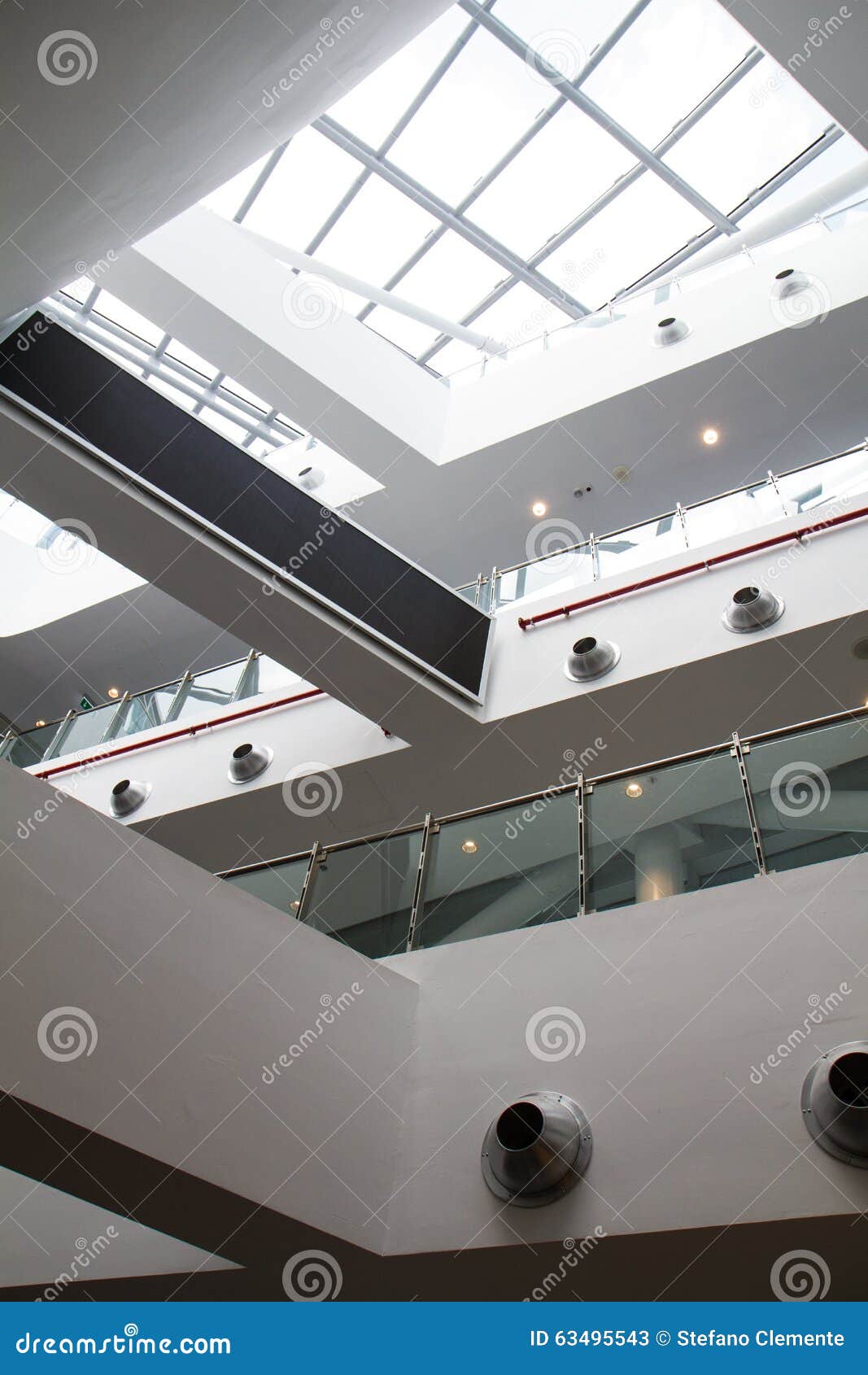 Interior Detail Of Modern Building With Glass Windows Stock