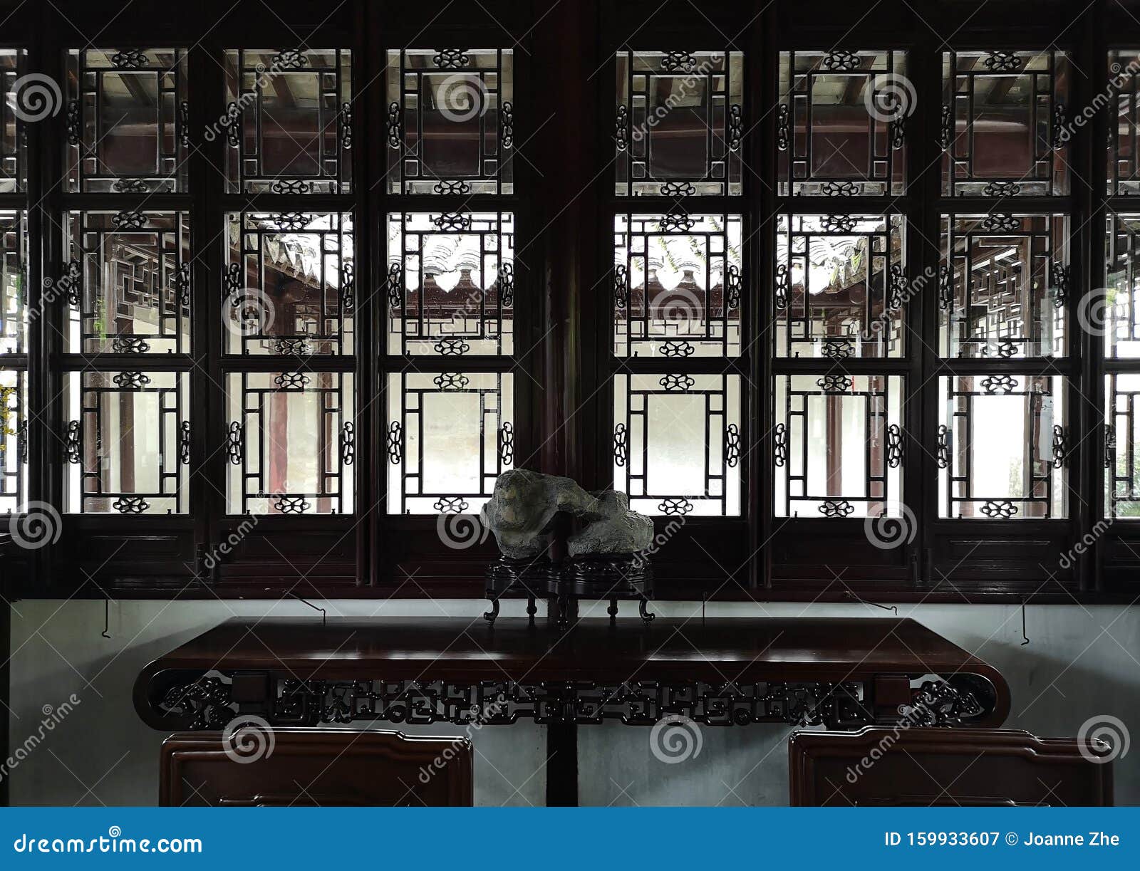 Interior Details Of Ancient Chinese Heritage House Stock
