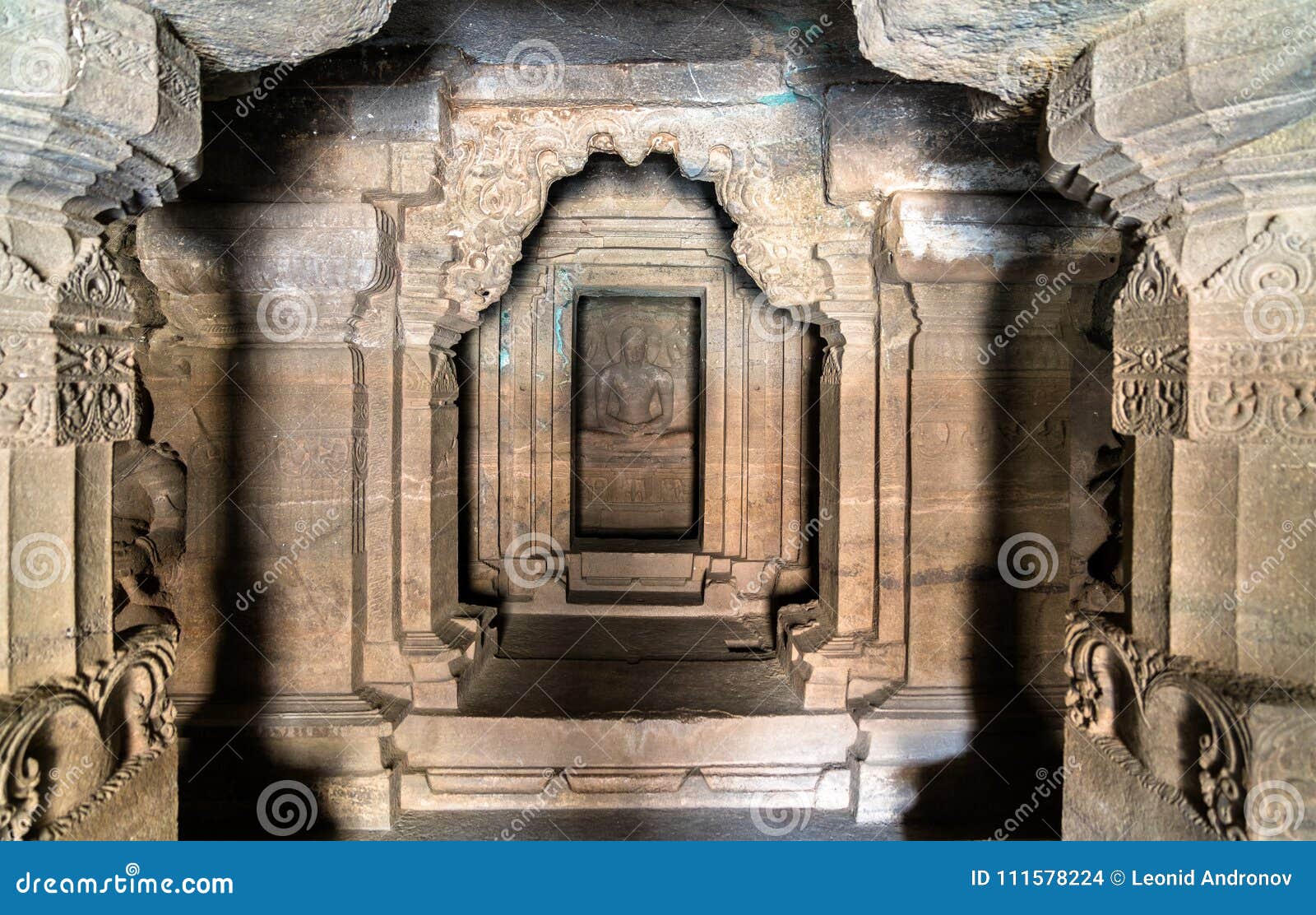 interior of dhumar lena temple at ellora caves, india