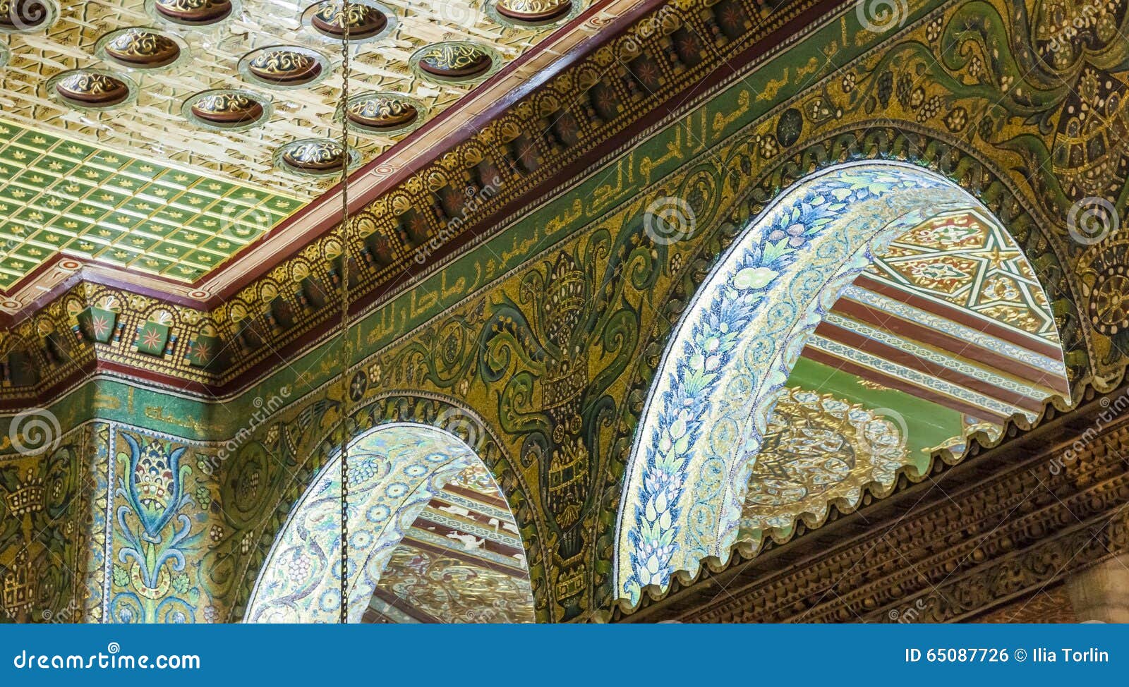 Interior Of Dome On The Rock Jerusalem Israel Stock Photo