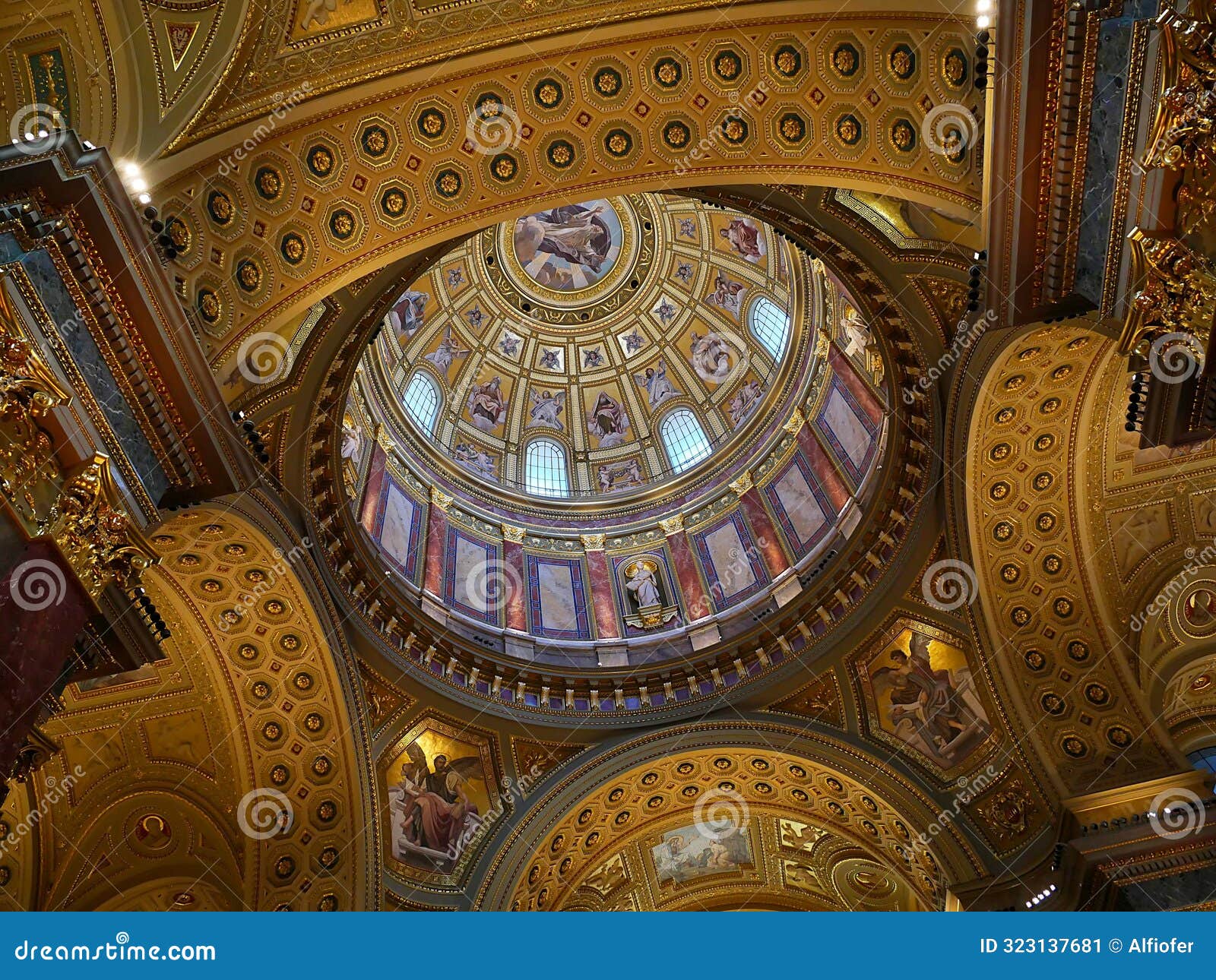 interior dome of st. stephen's basilica, budapest, hungary